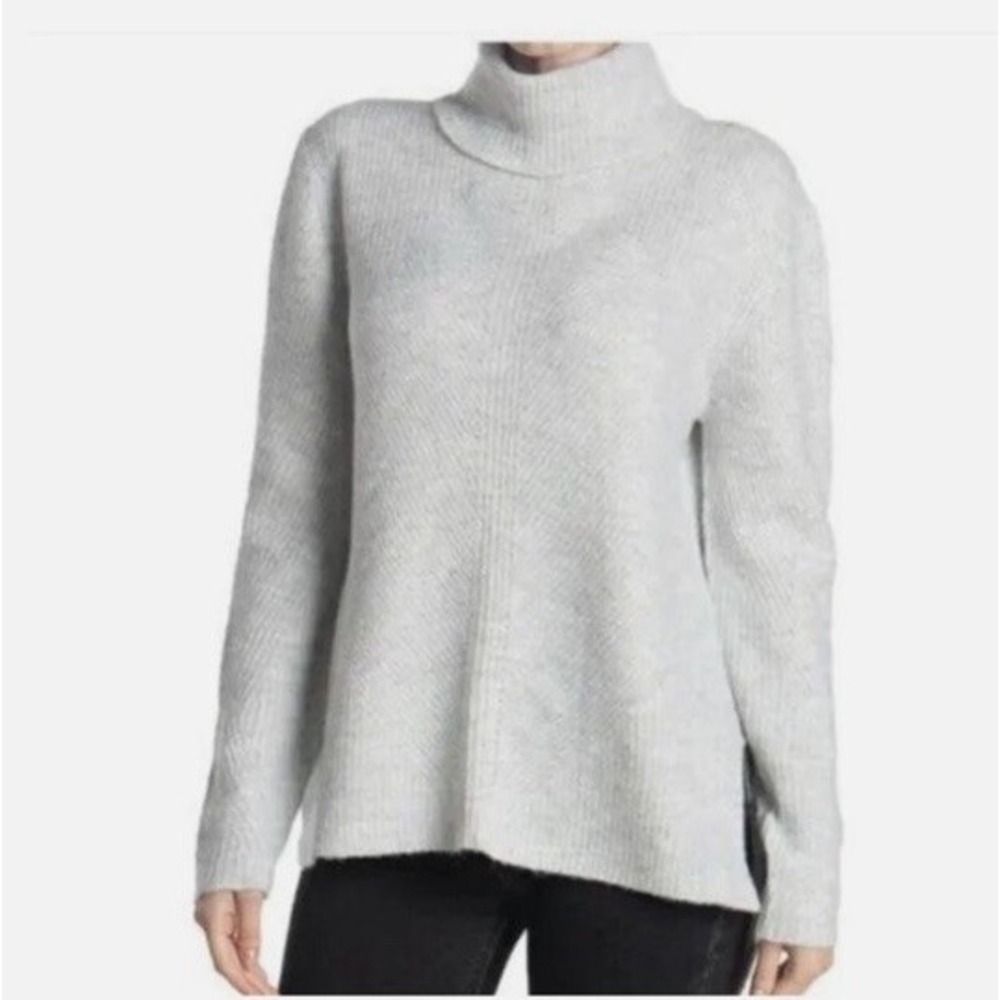 Sweet Romeo Womens‎ Grey Heather Rib Knit High Low Turtleneck Sweater Size XL